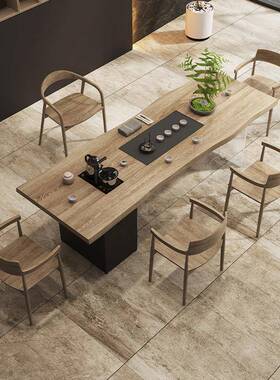 新式中实LKV木亚克力大板茶桌椅组合茶盘办台一体公室客厅泡茶茶