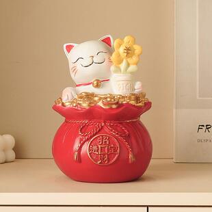 高级感有钱招财猫摆VRK件客艺厅家用旺宅电视柜玄关到钱家术花装