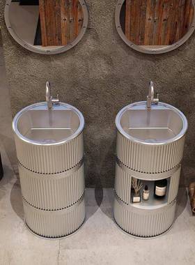 卫铁艺洗手一体74691立柱式复古池手工业风洗台酒吧餐厅生间KTV立