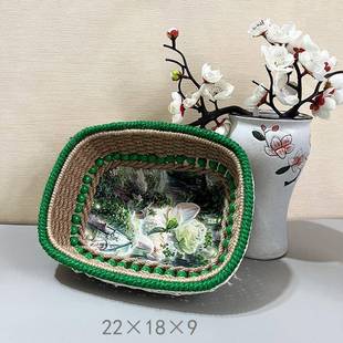 麻绳手成品编织收纳di框创意桌面小y工物件bFzc8wGc收纳蓝