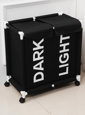 现代简约双格牛津动布万向轮WXL-002衣篮储物筐杂物筐移洗衣可篮