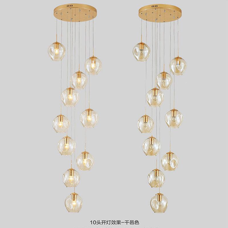 北欧梯创意墅楼梯吊灯复式43536楼别客厅旋餐厅吊灯现代家用转楼