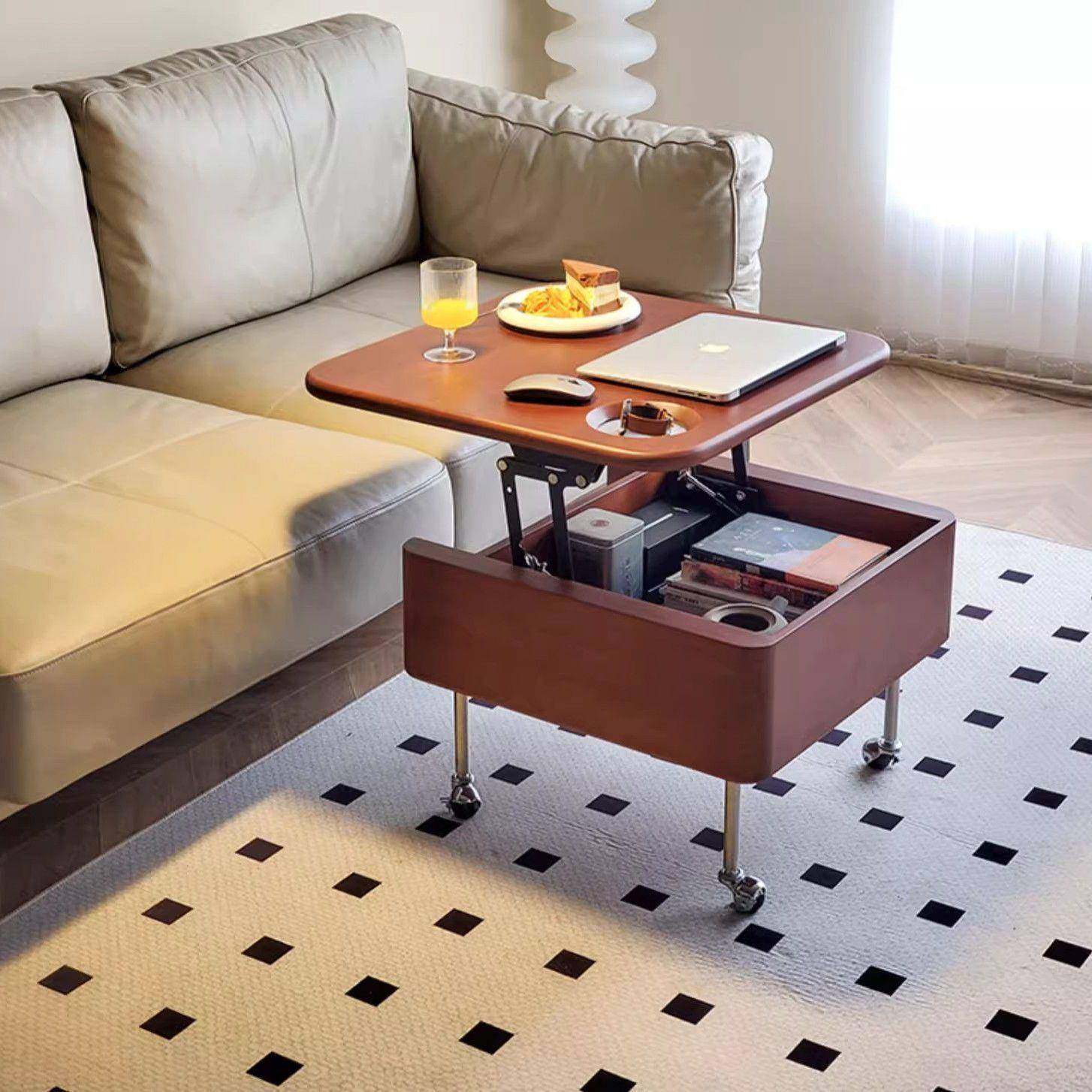 复古实木升降茶几可移动折叠多功能边几小户型客厅卧室中古风边柜,机械设备,其他机械设备,淘宝优惠券,粉丝福利购,淘宝优惠卷