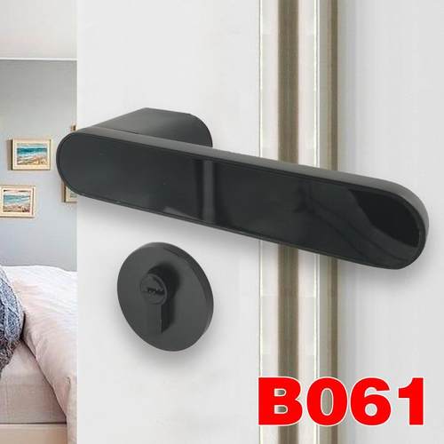 现代简约家用分体锁室内卧室磁吸静音门锁具北欧黑灰实木房间门锁