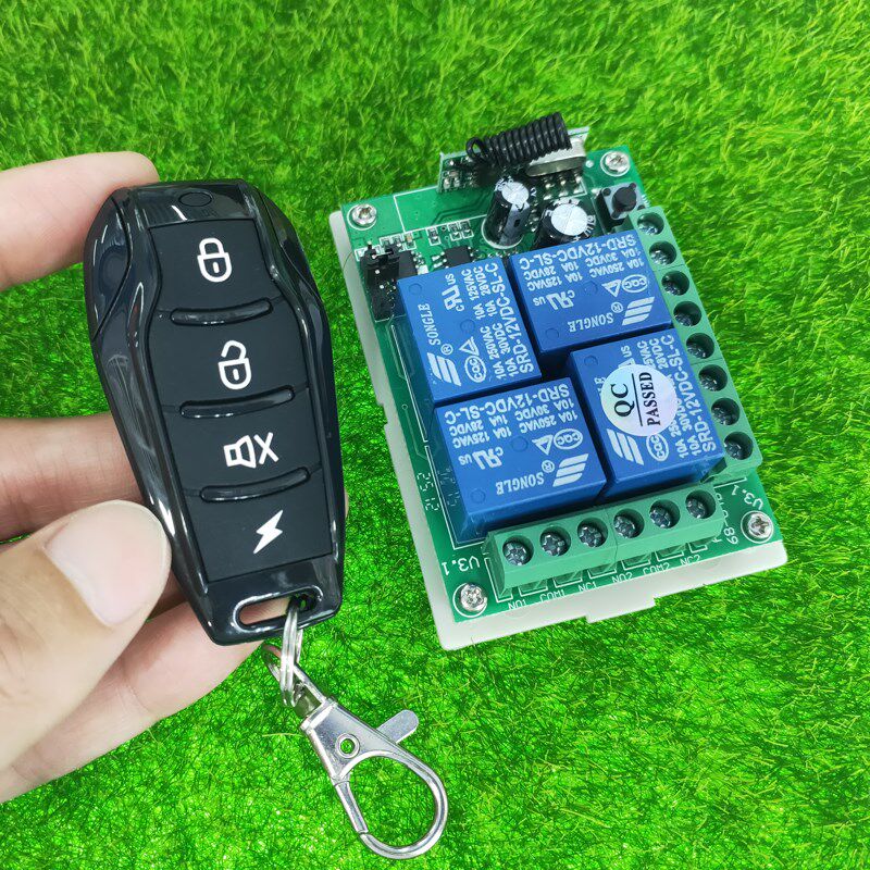 DC12V24V四路遥控开关 灯具开在 门禁道这闸 车库开关+小蝌蚪4键