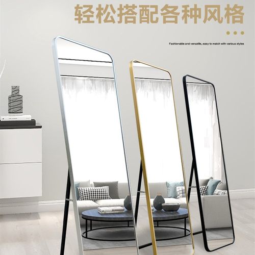 穿衣镜铝合金圆角全身落地镜壁挂试衣镜女生卧室少女家用镜子贴墙