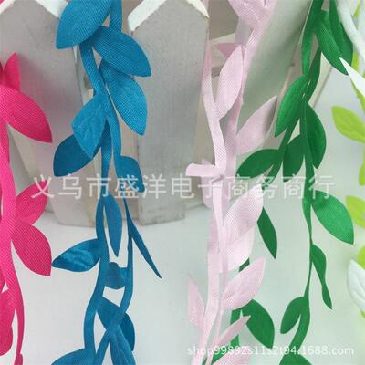 20010色绿DIW色藤条叶子仿米真布树I叶D绢Y仿真花花环