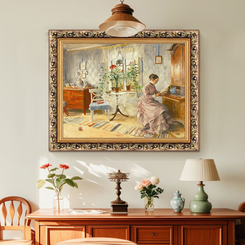 读信的女人挂画欧式客厅装饰画人物油画古典艺术餐厅卧室床头壁画