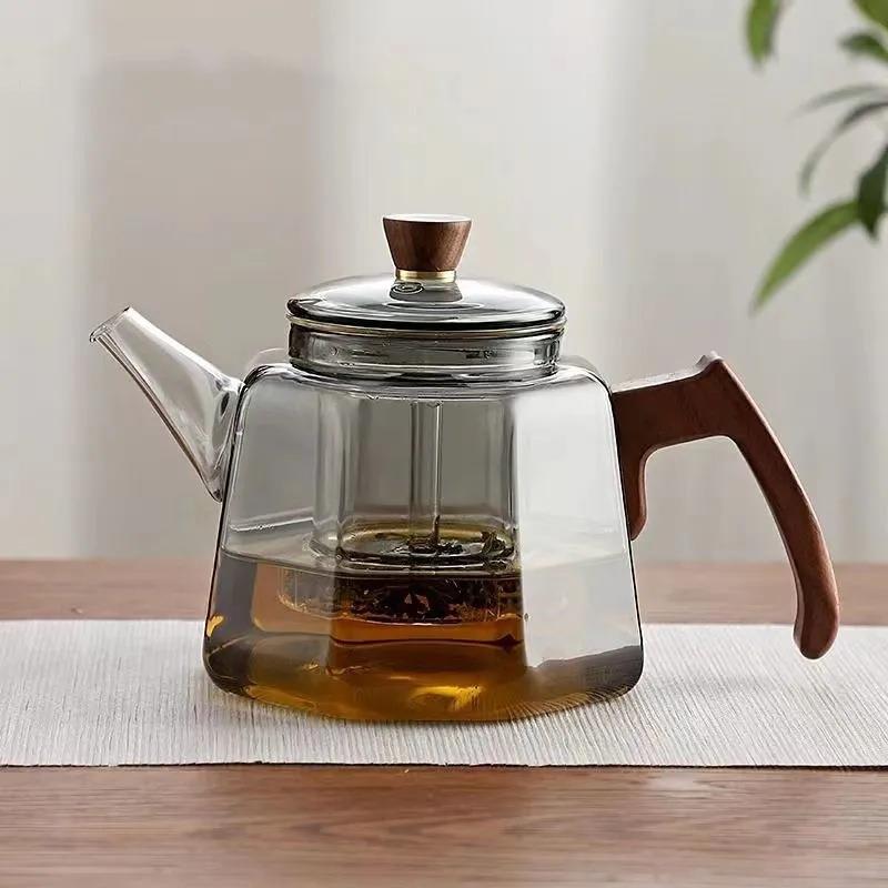 轻奢侧把八宝耐热加厚玻璃喷淋式大容量家用电陶炉蒸煮泡两用茶壶