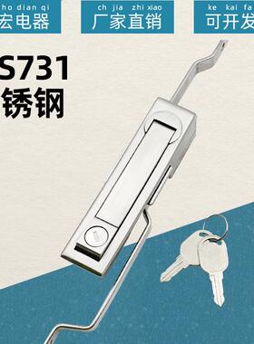 304不锈钢MS731-1天地连杆锁MS461控制柜机械门锁配电箱电柜锁