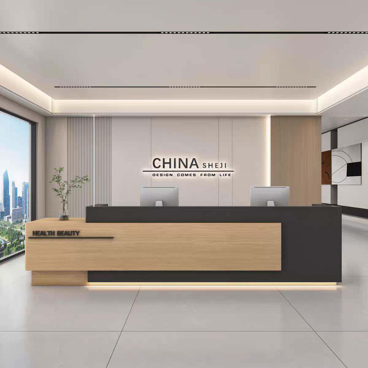公司前台接待台简约台桌柜子店收银术台工作酒台办公室艺培1训吧