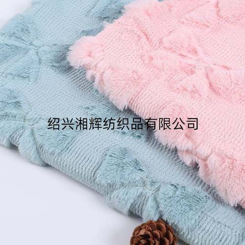 毛新品绣花立体蝴蝶结绒绗缝纺布家抱枕靠BZX垫套面料夹棉绗绣毛