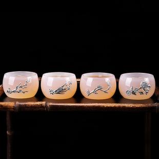 白玉瓷茶杯主茶人用杯茗个人专单个赫芬日用琉璃功夫具套装茶道羊