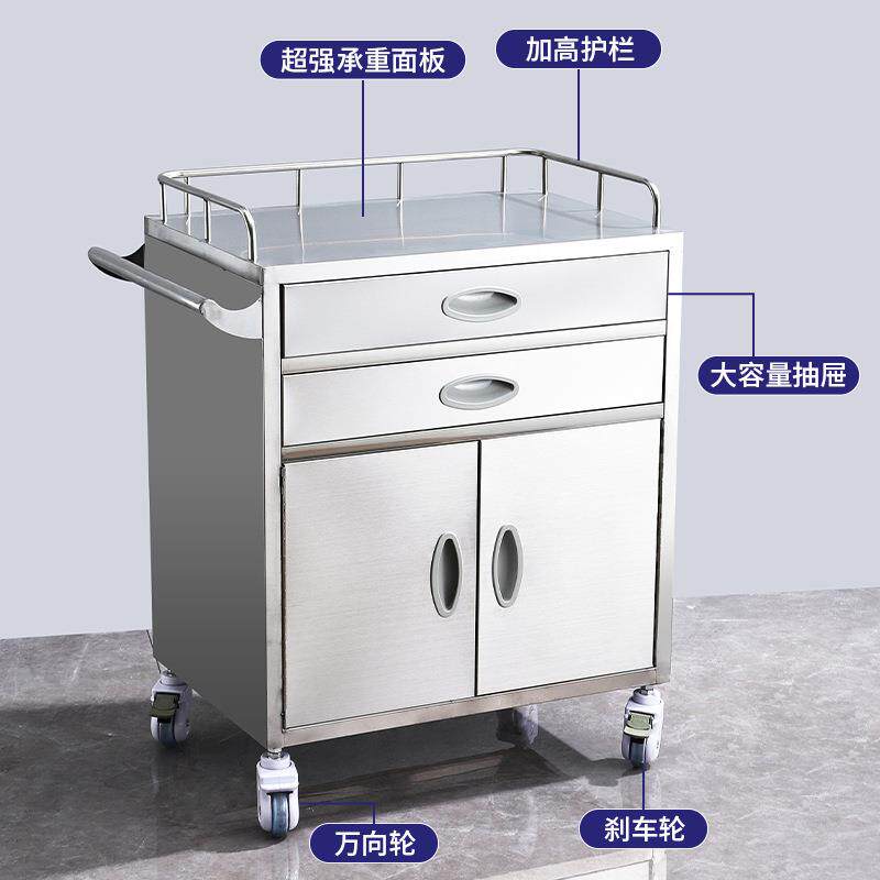 不锈钢送药麻车医院推车病人服急救双门手带药药格醉578药品送药