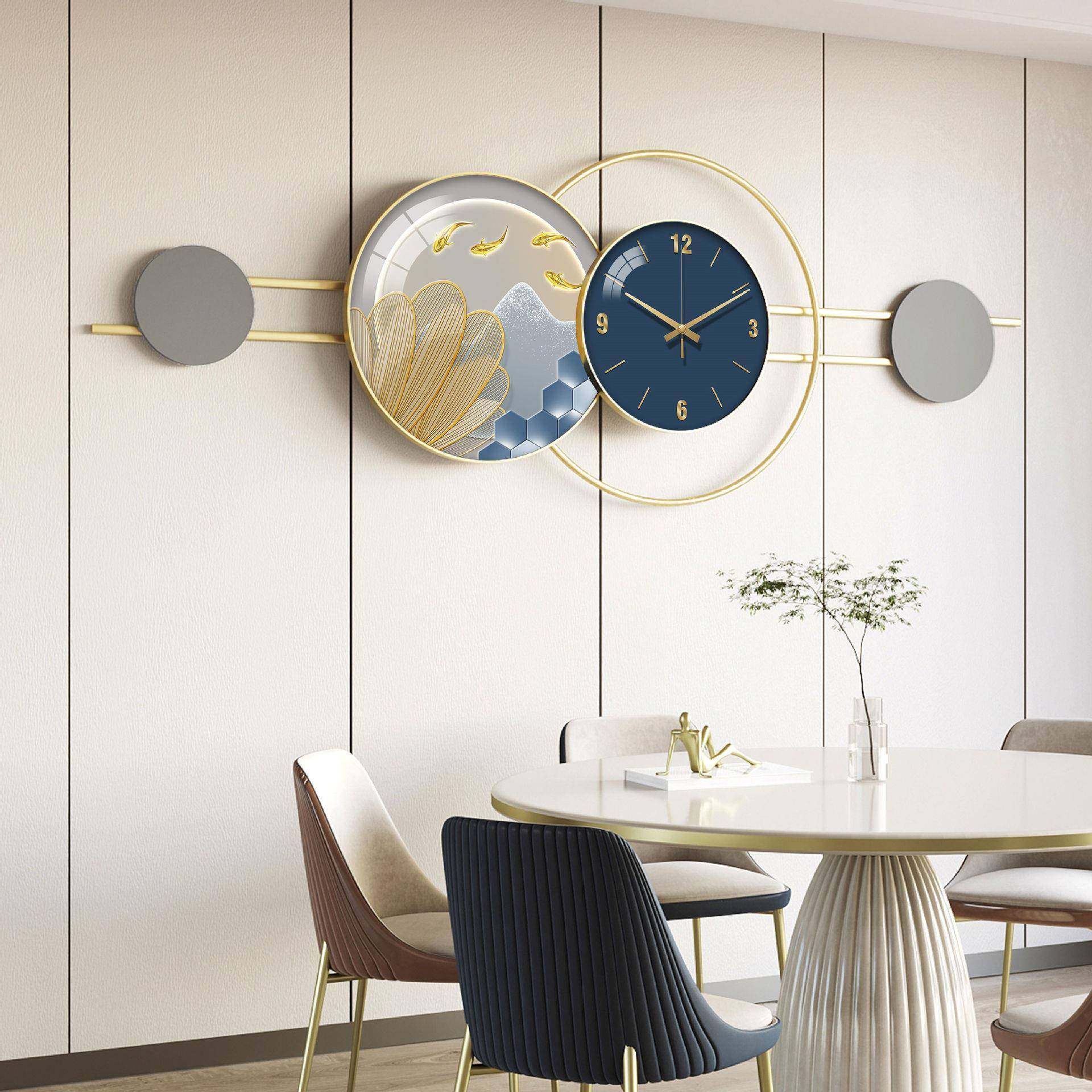 轻奢餐挂钟现代简约MGR客装饰画厅钟表家时用尚简约艺术创意厅挂