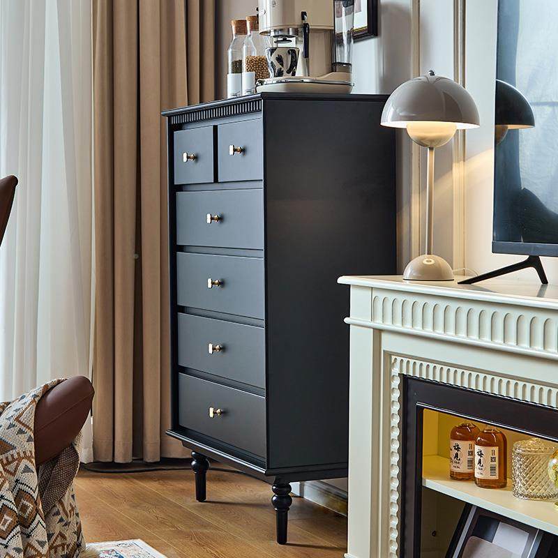 型9C式实木六斗柜小户法式客厅墙窄简约现代靠美FS01储物收纳柜置