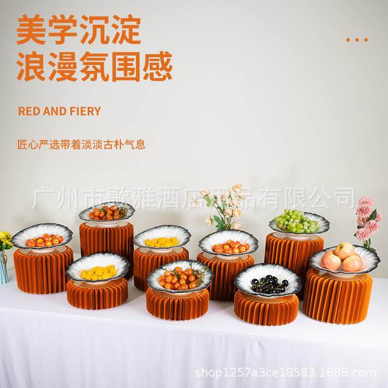欧式罗马柱自助展餐茶歇具2023摆台酒冷餐水果示盘明档餐店凉菜展