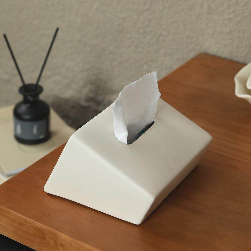日式现代陶瓷巾盒几何纸MTO抽简纸盒抽纸盒约客厅餐桌摆件创意装