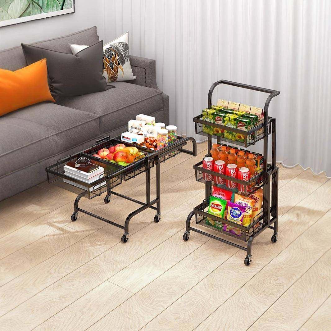 行置物架阳台移动小推车可折叠落地多多层零纳食肉平花架客厅Y296,收纳整理,书桌收纳置物架,淘宝优惠券,粉丝福利购,淘宝优惠卷