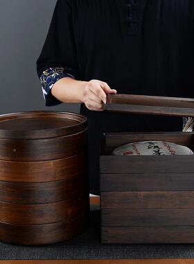 约家普洱简茶盒26064分单层竹制茶用盘茶架子茶饼收纳盒茶具零配