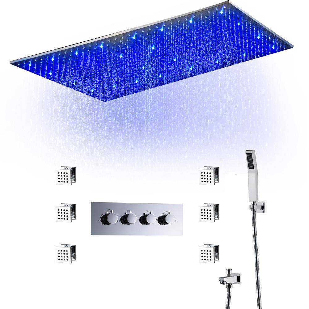 500x1000mm20x40寸超大顶喷配3出水恒温大流量开关配2寸侧喷