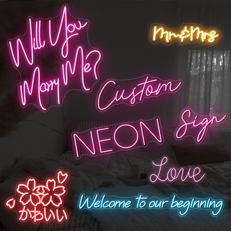 亚马逊霓虹灯灯牌led灯带发光英文字母NEON透明面板装饰灯创意
