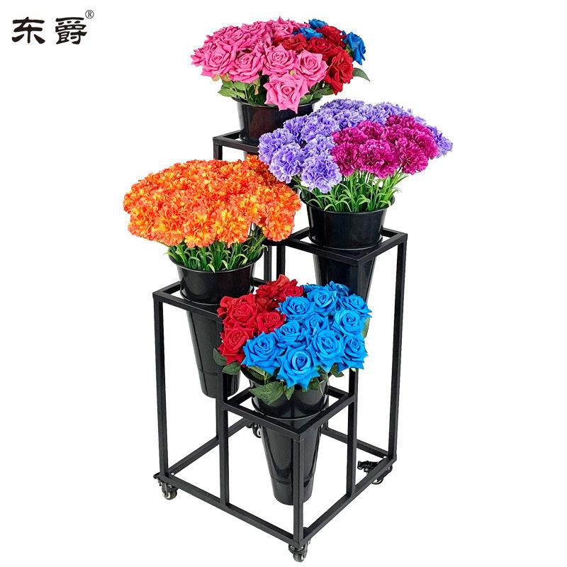 鲜花店花架移动鲜花展示架多层阶梯花桶架货架假花干花束架子