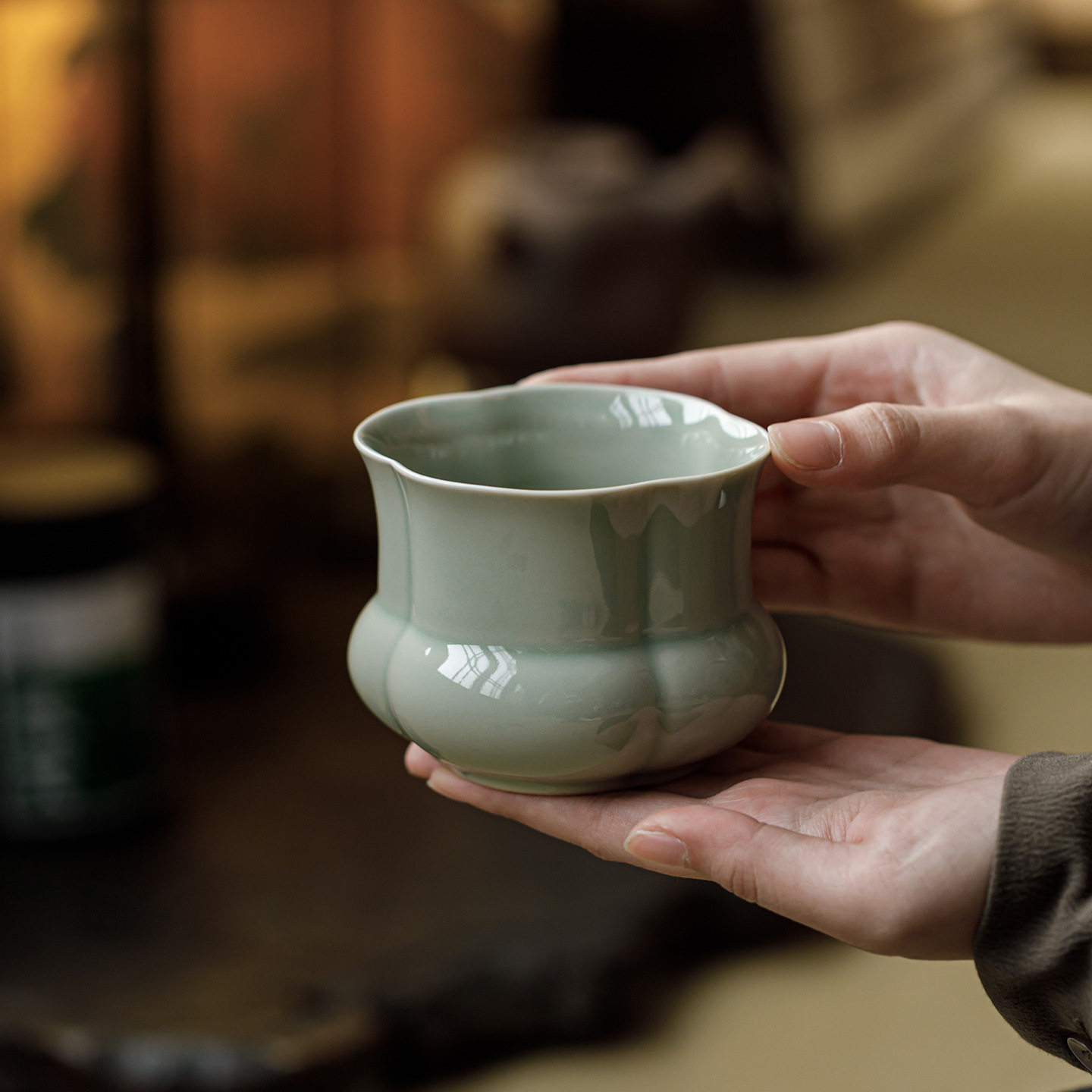观岚蕉月色建水陶瓷小号杯洗水盂家用桌面废水缸茶渣桶茶道零配件