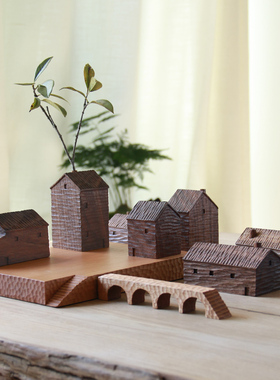 煦时丨小木屋摆件 纯手工雕刻 桌面木质微景观小房子 家居装饰