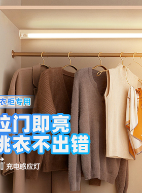 衣柜感应灯开门即亮充电款led自动免插电磁吸直角感应灯条