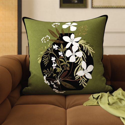 法式复古双面抱枕沙发客厅靠枕套中古风绿色飘窗床上靠垫靠背腰枕