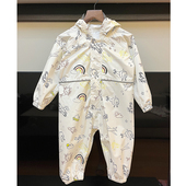 雨披 男女童防雨防水服全身小童宝宝2023新款 儿童连体雨衣雨裤 套装