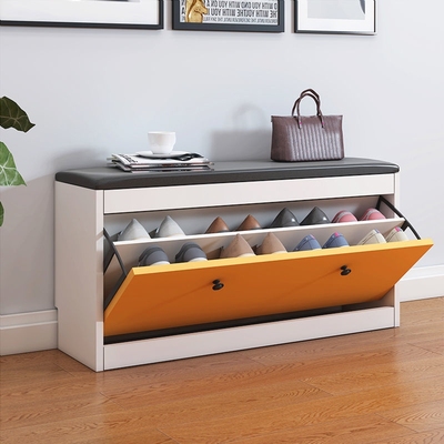 入门鞋柜坐凳一体家用门口带换鞋凳可坐软包坐垫进门穿鞋凳翻斗架