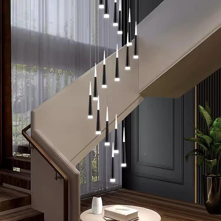 楼梯长吊灯别墅复旋转l36213o吊ft公寓挑高客厅楼梯间灯楼式中楼