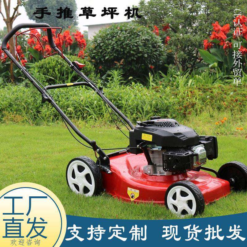 直供四冲程割手推草坪机汽油款带收草袋轮LKB家式草机农场剪草厂
