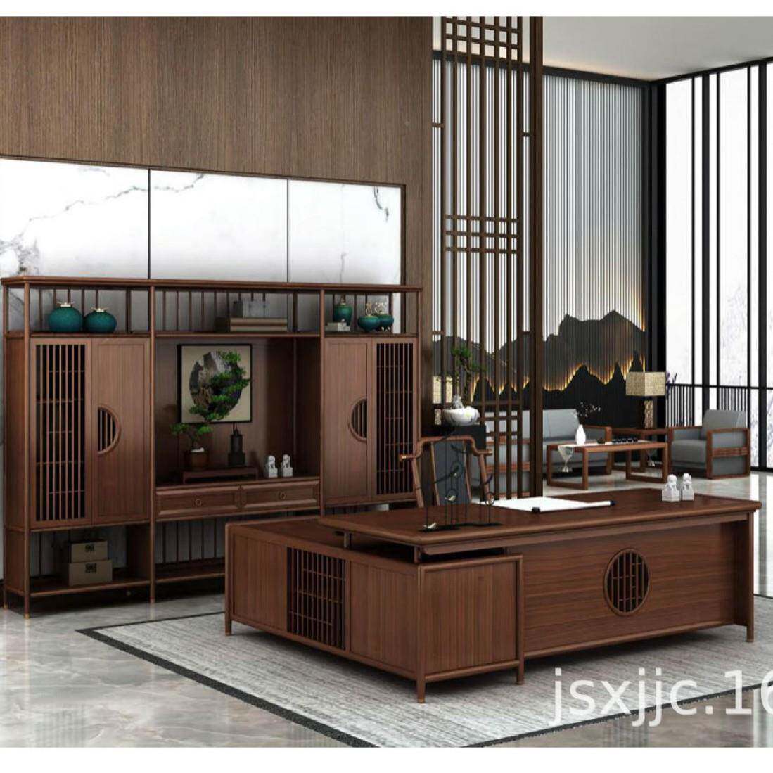 594班北京木老板桌华大气纯实木台班椅组合董事长办公室家豪实具