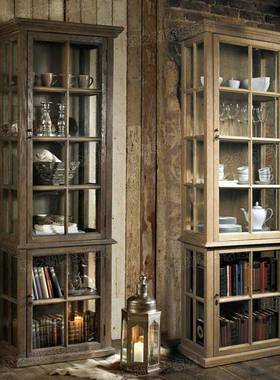 出口欧洲法式乡村实木单酒柜美式欧式实木书柜展YOG实木餐边柜门