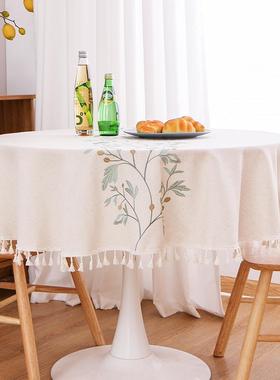 新盖形流苏花款边桌布现代简约圆家02356用客厅茶几餐桌布布