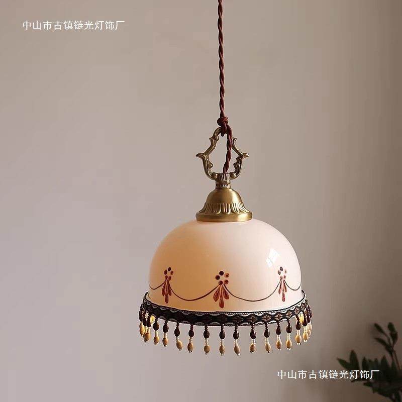 法式古复手绘陶瓷吊灯中古风餐吧台厅玄关过道创78215卧室床意头,家装灯饰光源,智能吊灯,淘宝优惠券,粉丝福利购,淘宝优惠卷