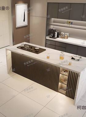 沃顿沃顿板岩岛台单独厅工业风客大理59799石餐边柜台做饭中吧岛