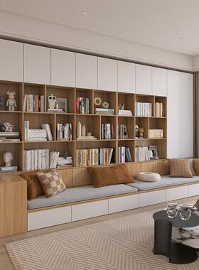 0J带沙发书橱柜一体客厅柜书组合多功能家用卡座书架墙背景IXZ柜