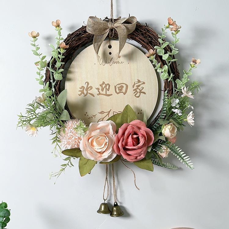 挂花艺饰壁挂欢回家门口装挂牌木质挂件店铺饰招pz70108牌实木牌