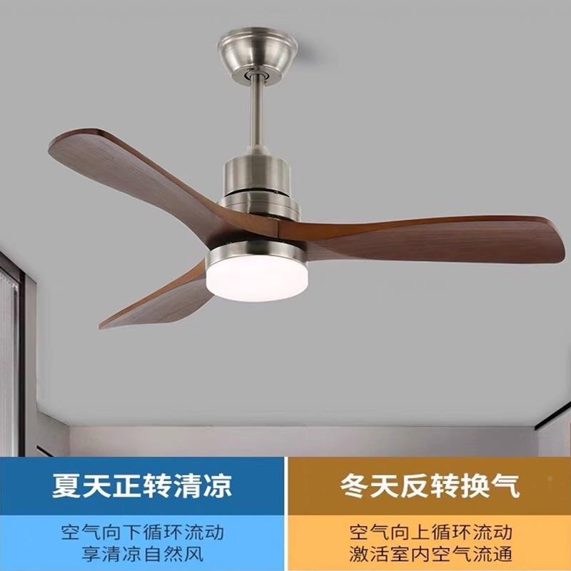 厅法中古风扇原木风客厅卧室吊式扇灯美式灯复古实木251家用一体
