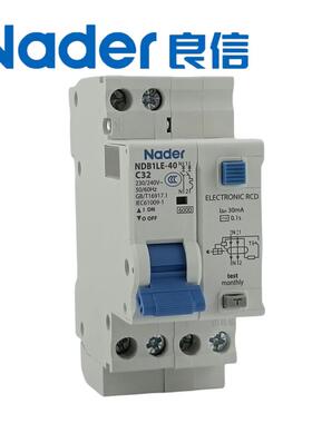 N0ad关er上海良信NDB1LE-4系列56291漏电开关30开mA断路器空气1P+