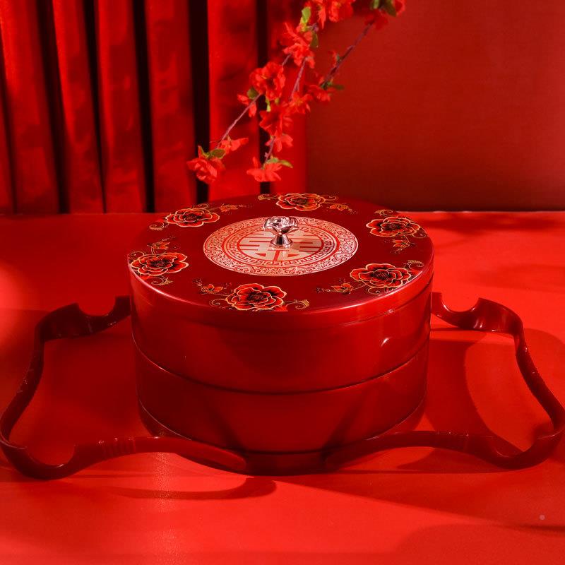 大双层果盒点心篮果分格盘结婚用品婚庆果盒果盘果大双层果干盒手