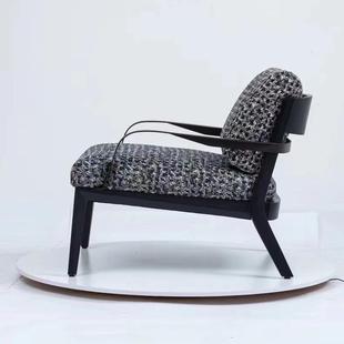 发意式 极简轻奢单人沙椅酒店343别客厅休闲金属布椅艺设计师墅扶