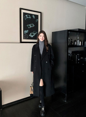 1XTWO 巴黎即兴 雅奢双面呢1OO羊毛大衣女高级感中长款毛呢外套