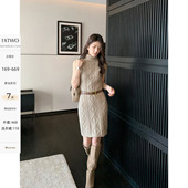 高领麻花针织连衣裙女秋冬内搭无袖 1XTWO 优雅lady 包臀背心裙