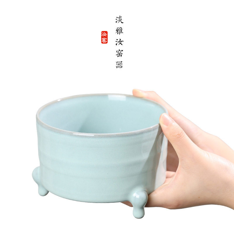 陶瓷花器插花花盆花瓶池坊小原流传统中式插花汝窑三足花器