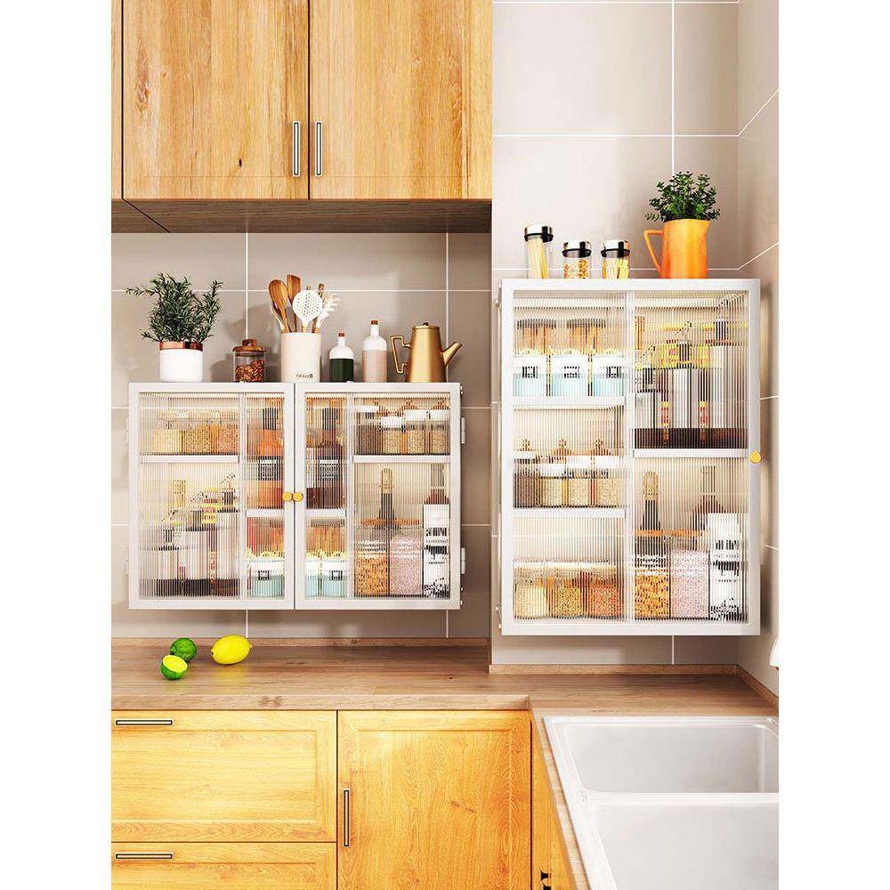 防尘带门转角厨房调料三角置物架免打孔壁挂台面调味品储物收